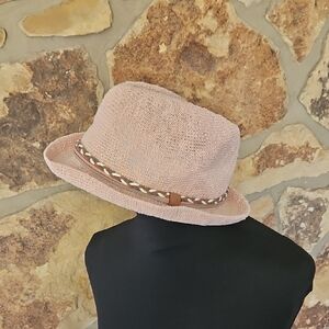 Stylish Pink Fedora Hat‎ with Braided Band